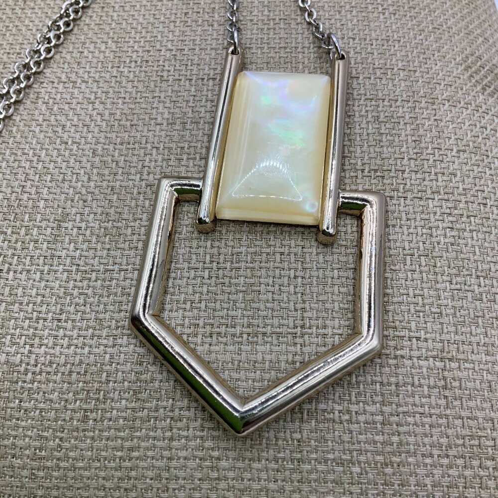 White House Black Market Gold Tone Yellow Enamel Pendant Long Chain Necklace